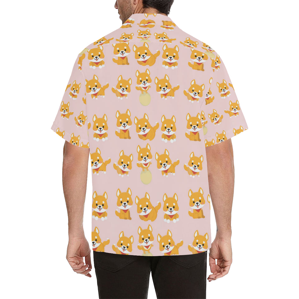 Cute shiba inu dog pattern Men's All Over Print Hawaiian Shirt