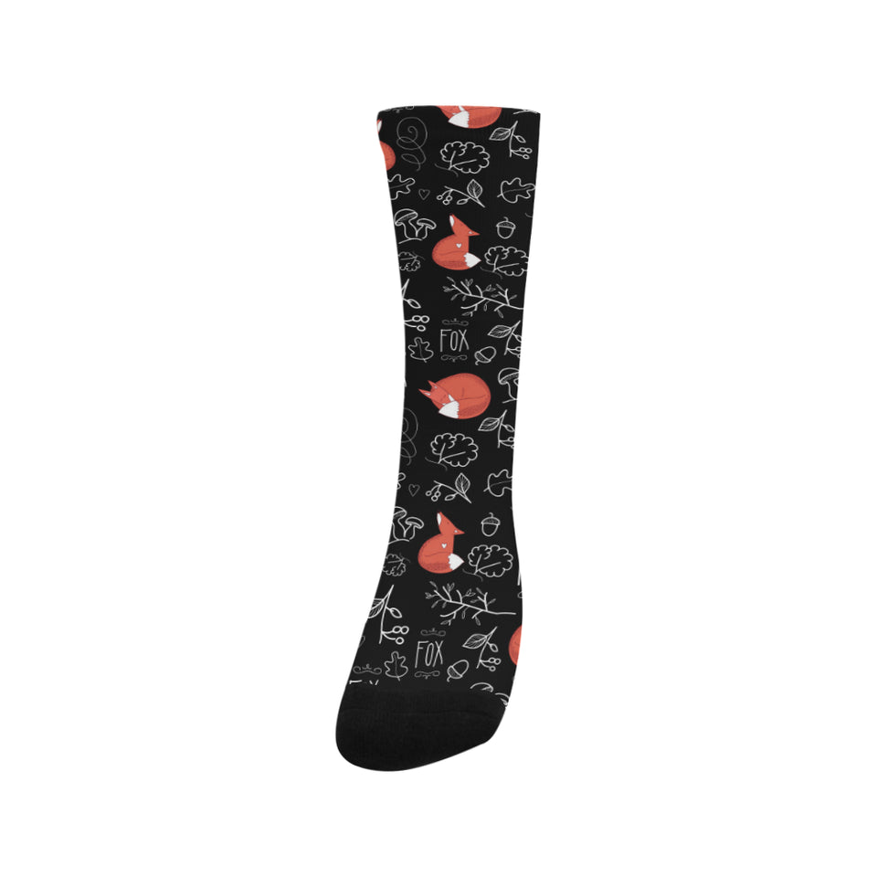 fox sleeping fox pattern Crew Socks