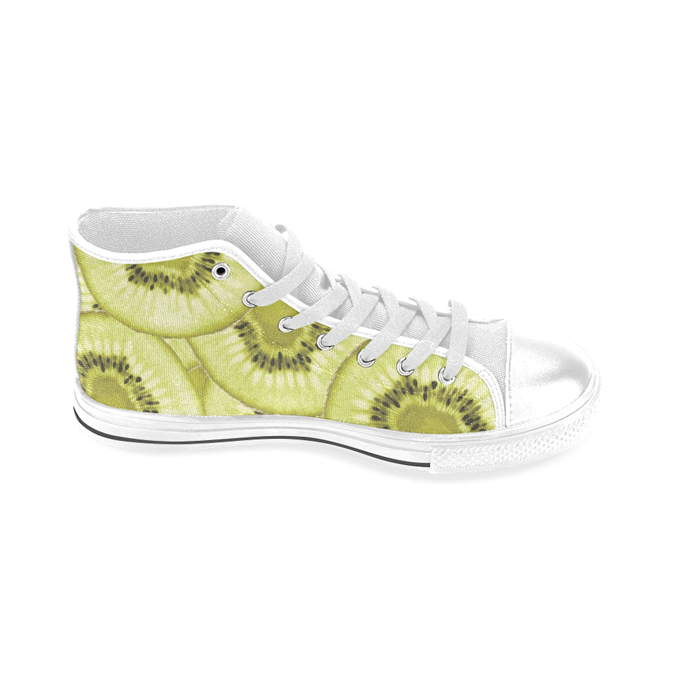 Sliced kiwi pattern Men's High Top Canvas Shoes White