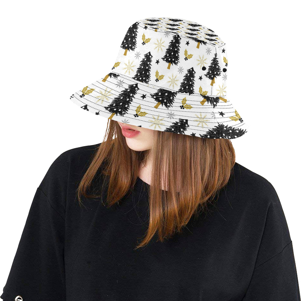 Christmas tree holly snow star pattern Unisex Bucket Hat