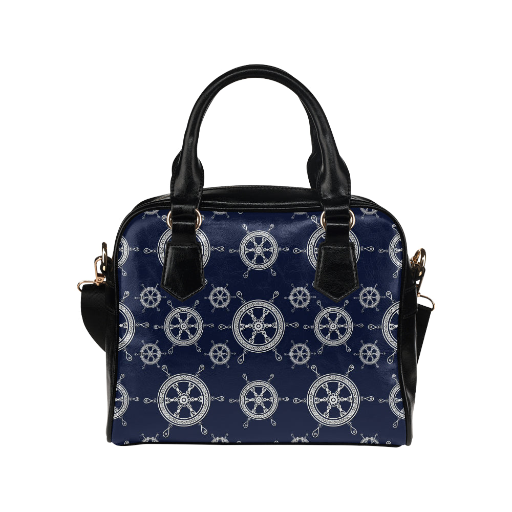 nautical steering wheel design pattern Shoulder Handbag