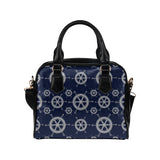 nautical steering wheel design pattern Shoulder Handbag