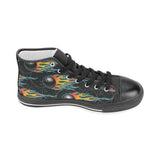 Bowling balls flame pattern Men's High Top Canvas Shoes Black
