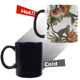 Monkey red hibiscus flower palm leaves floral patt Morphing Mug Heat Changing Mug