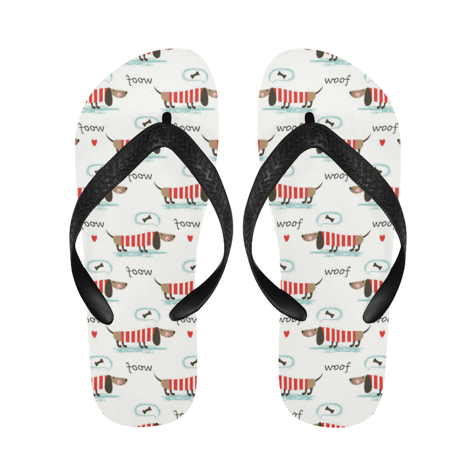 Cute dachshund bone pattern Unisex Flip Flops