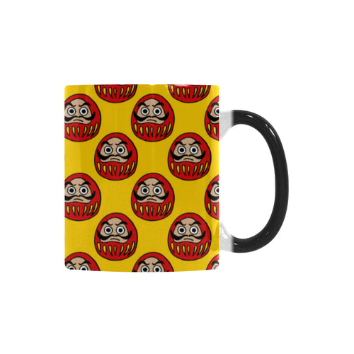 Daruma japanese wooden doll yellow background Morphing Mug Heat Changing Mug