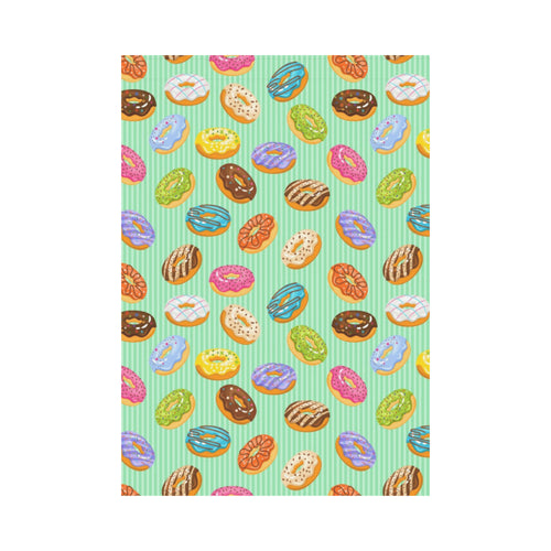 Colorful donut pattern green background House Flag Garden Flag