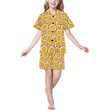 Passion fruits slice pattern Kids' Boys' Girls' V-Neck Short Pajama Set