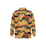 Kangaroo Australian aboriginal art pattern Men's Long Sleeve Polo Shirt