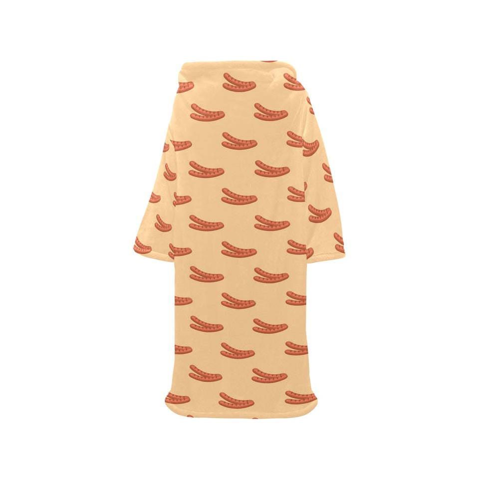 Sausage Pattern Print Design 03 Blanket Robe with Sleeves