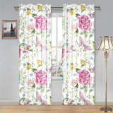 Hand drawn butterfly rose Gauze Curtain