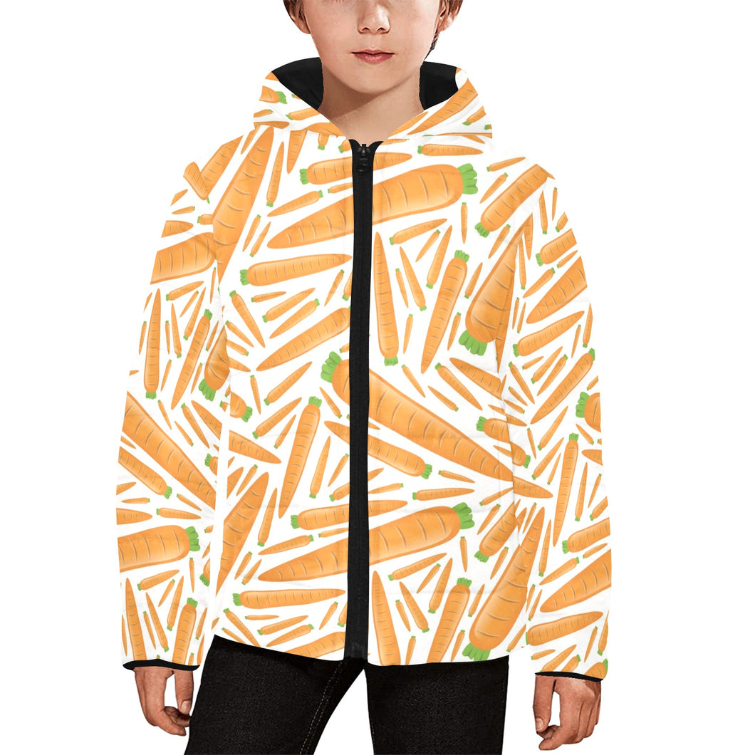 Carrot Pattern Print Design 02 Kids' Boys' Girls' Padded Hooded Jacket