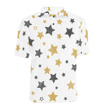hand drawn gold black star pattern Men's All Over Print Polo Shirt