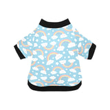 Cute rainbow clound star pattern blue background All Over Print Pet Dog Round Neck Fuzzy Shirt