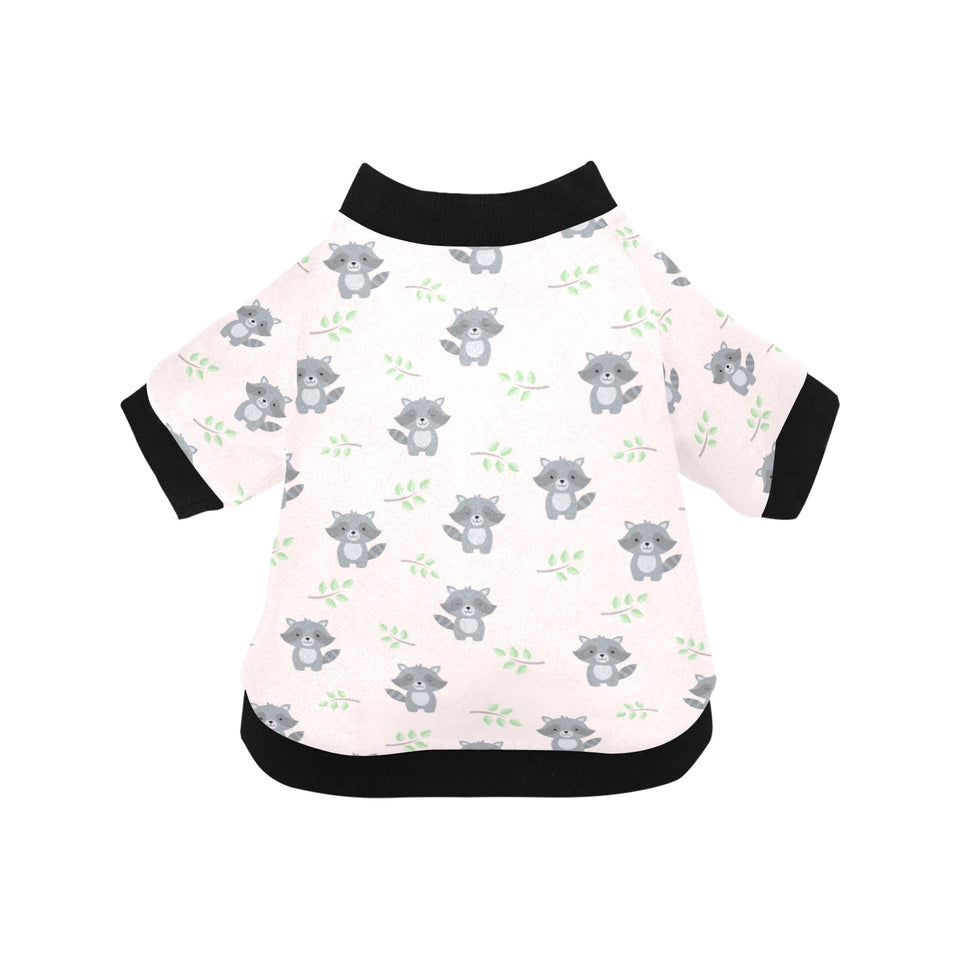 cute raccoons leaves pattern All Over Print Pet Dog Round Neck Fuzzy Shirt