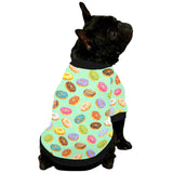 Colorful donut pattern green background All Over Print Pet Dog Round Neck Fuzzy Shirt