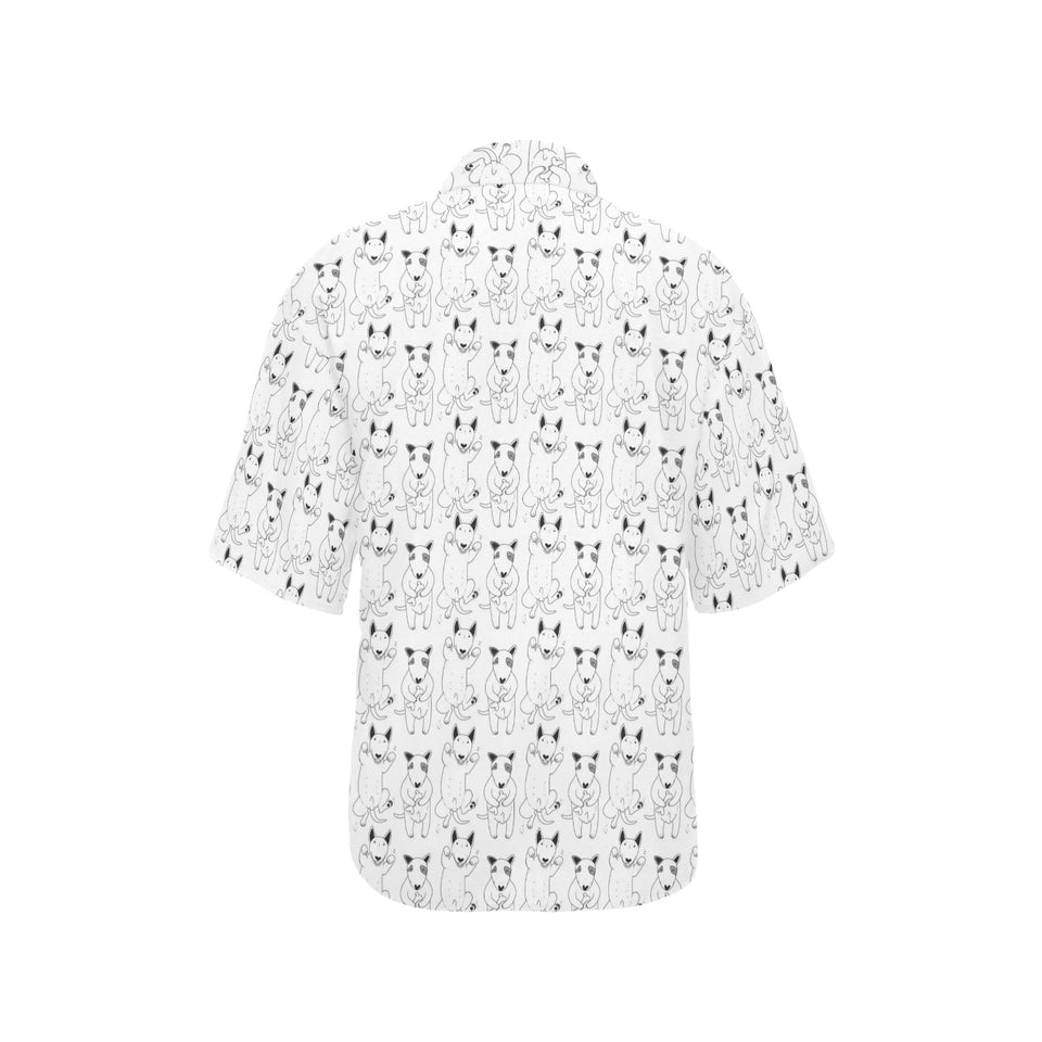 Bull Terrier Pattern Print Design 02 Women's All Over Print Hawaiian Shirt