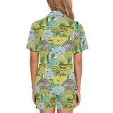 Hand drawn windmill pattern Women's V-Neck Short Pajama Set