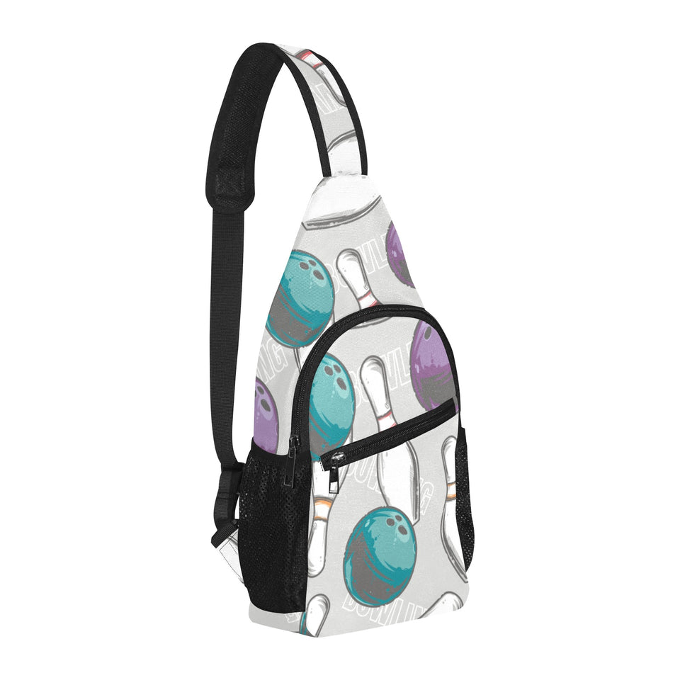 Bowling ball and pin gray background All Over Print Chest Bag
