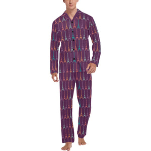 Eiffel Tower Pattern Print Design 05 Men's Long Pajama Set