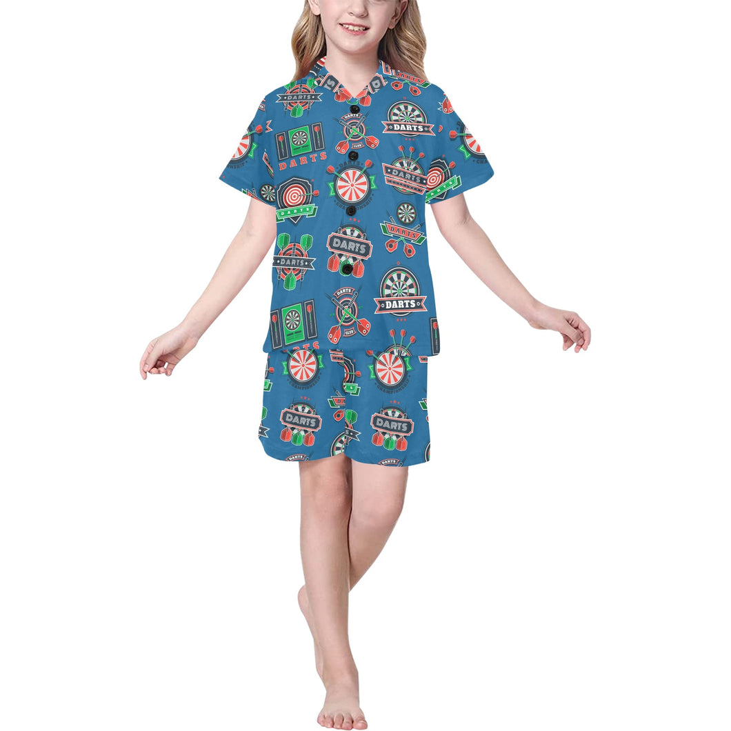 Darts Pattern Print Design 02 Kids' Boys' Girls' V-Neck Short Pajama Set