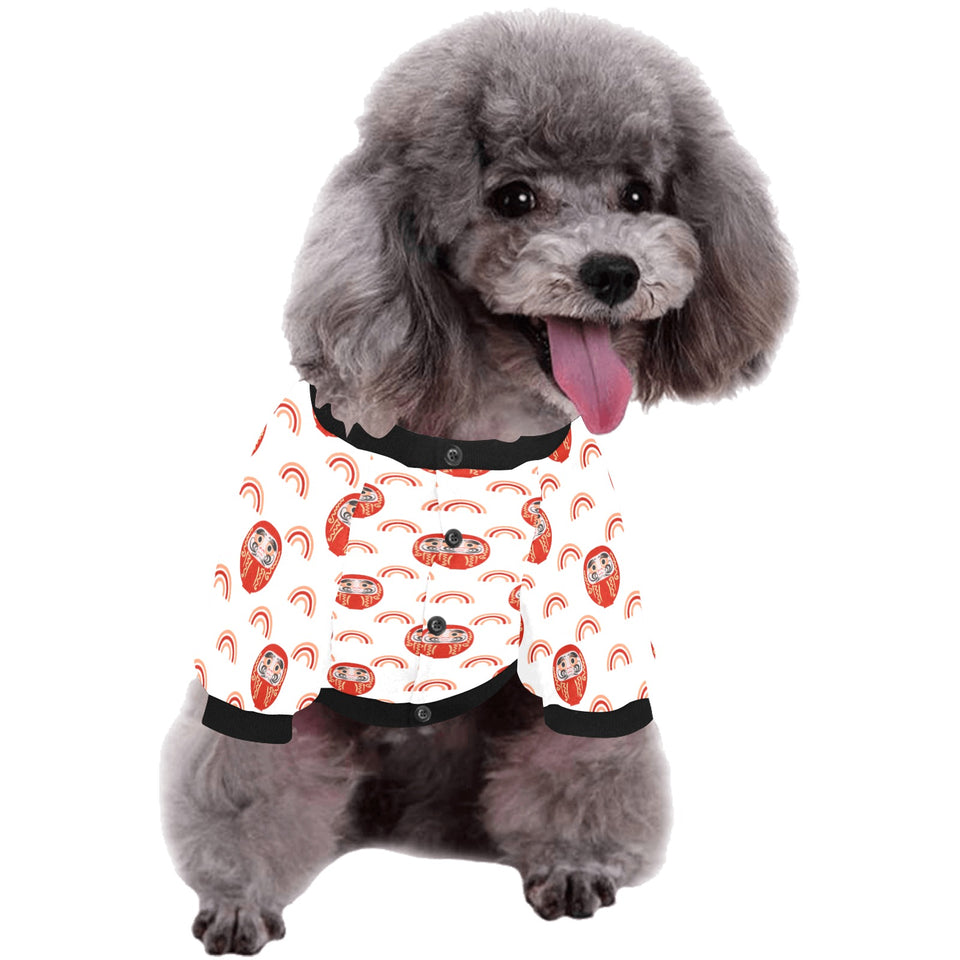 Daruma japanese wooden doll design pattern All Over Print Pet Dog Round Neck Fuzzy Shirt