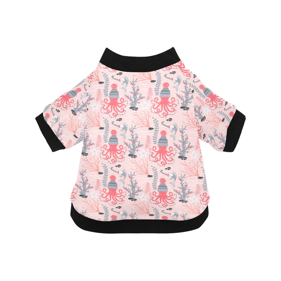 Octopus winter hat garland Fish candy Seaweed Cora All Over Print Pet Dog Round Neck Fuzzy Shirt