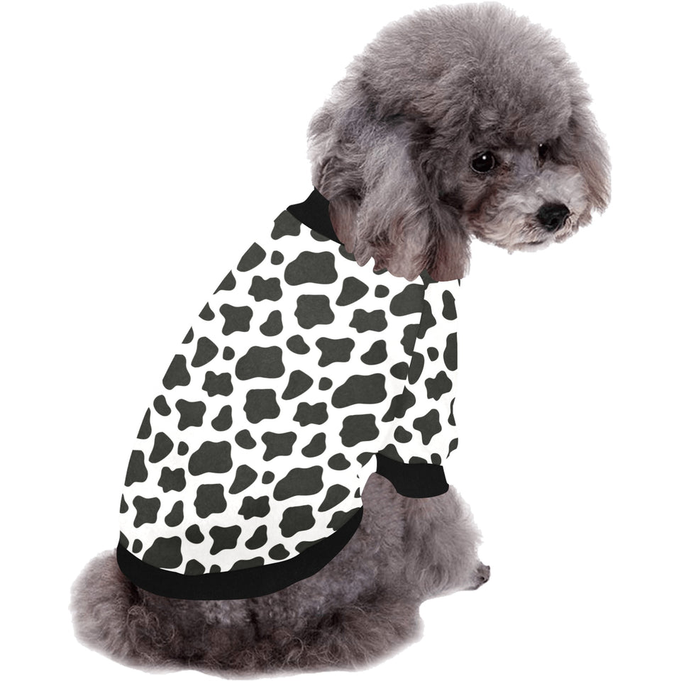 Cow skin pattern All Over Print Pet Dog Round Neck Fuzzy Shirt
