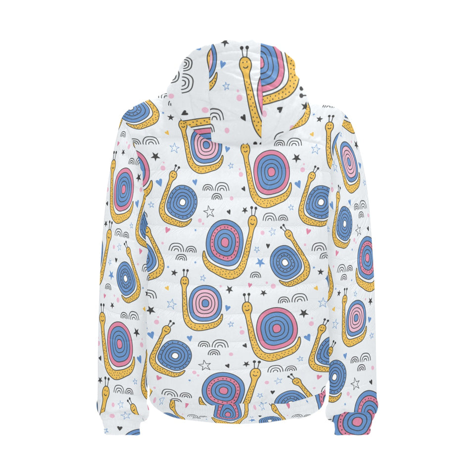 Snail Pattern Print Design 05 Men's Padded Hooded Jacket