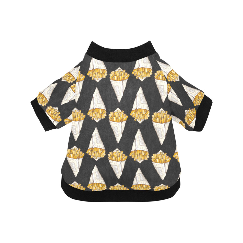 French fries dark background All Over Print Pet Dog Round Neck Fuzzy Shirt