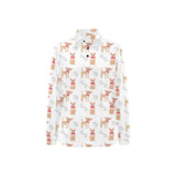 Chihuahua bone paw pattern Women's Long Sleeve Polo Shirt