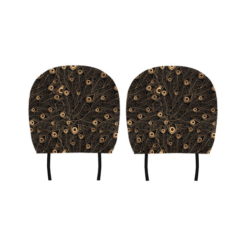 Gold peacock feather pattern Car Headrest Cover