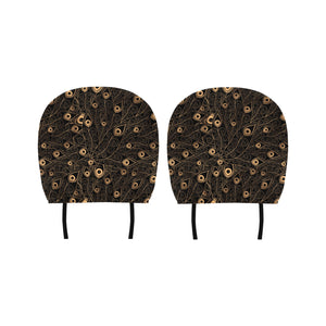 Gold peacock feather pattern Car Headrest Cover