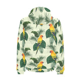 Beautiful parrot palm leaves pattern Men's Padded Hooded Jacket