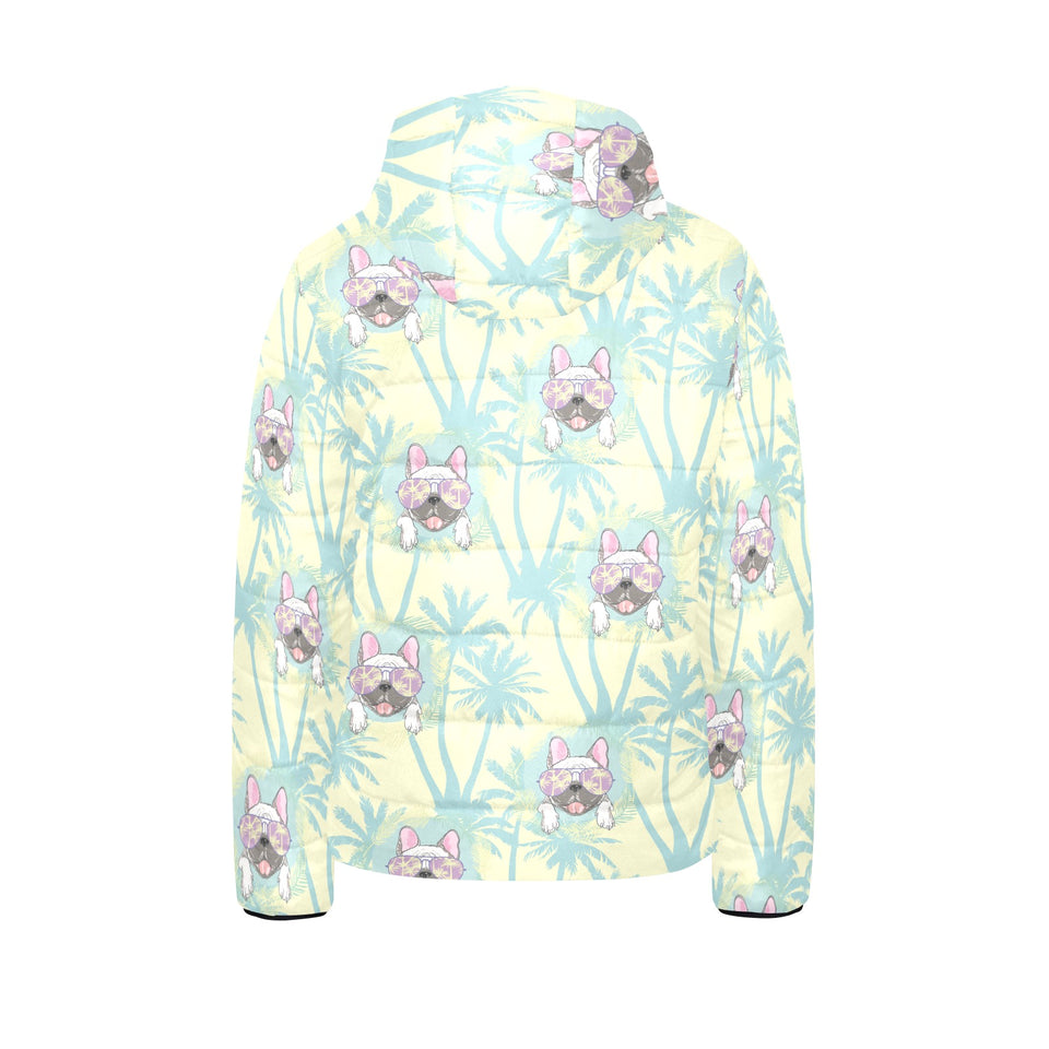 French bulldog hawaii blackground Kids' Boys' Girls' Padded Hooded Jacket