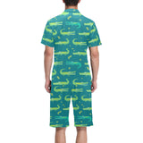 Crocodile pattern Men's V-Neck Short Pajama Set