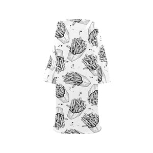 Hand drawn french fries pattern Blanket Robe with Sleeves