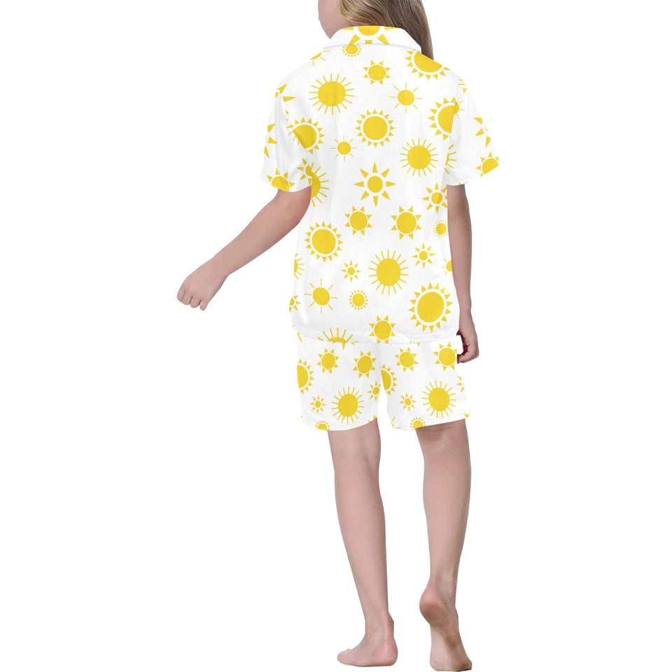 Sun pattern Kids' Boys' Girls' V-Neck Short Pajama Set