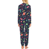 colorful space pattern planet star Women's All Over Print Pajama Set
