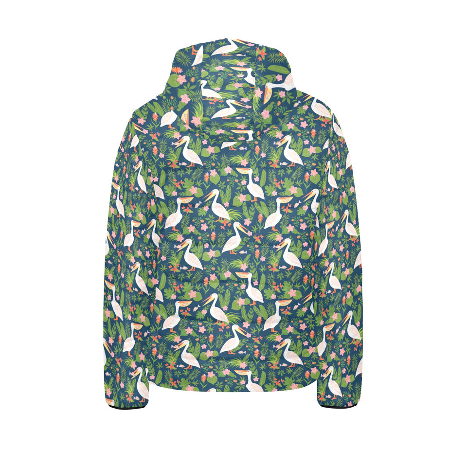 Pelican Pattern Print Design 05 Kids' Boys' Girls' Padded Hooded Jacket