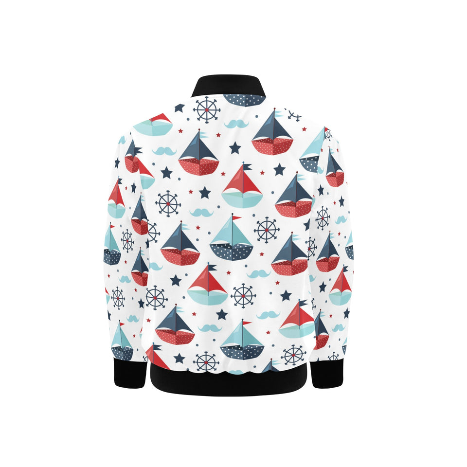 Cute color paper sailboat pattern Kids' Boys' Girls' Bomber Jacket