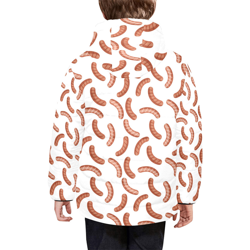 Sausage Pattern Print Design 04 Kids' Boys' Girls' Padded Hooded Jacket