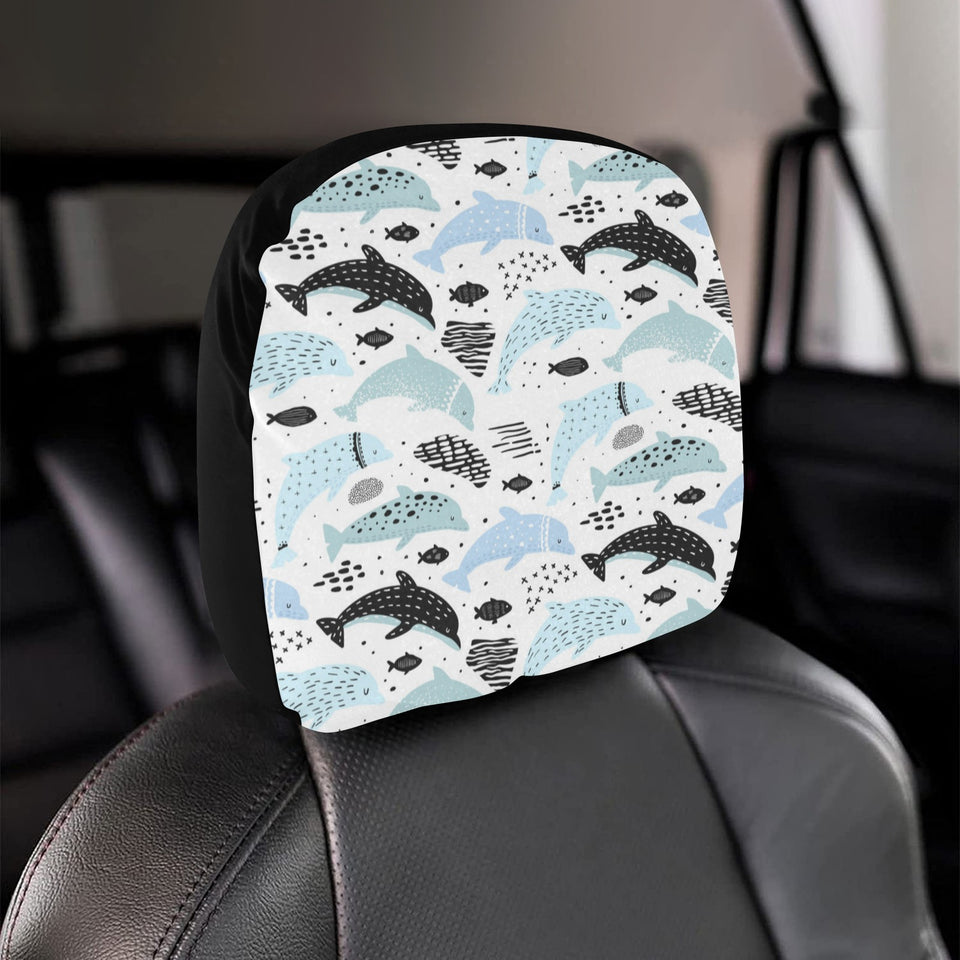 Cute dolphins Childish Style pattern Car Headrest Cover