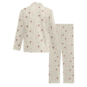Jack Russel Pattern Print Design 02 Men's Long Pajama Set