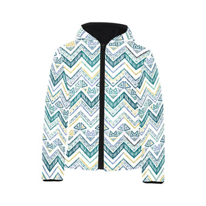 zigzag chevron paint design pattern Kids' Boys' Girls' Padded Hooded Jacket