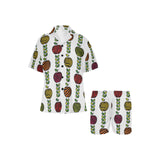 colorful apples leave zebra stripe Women's V-Neck Short Pajama Set