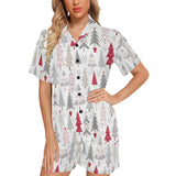 Cute Christmas tree pattern Women's V-Neck Short Pajama Set