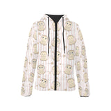 cute owl leaf Women's Padded Hooded Jacket