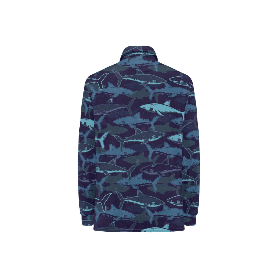 Shark pattern Women's Long Sleeve Polo Shirt