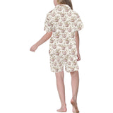 Tea pots Pattern Print Design 03 Kids' Boys' Girls' V-Neck Short Pajama Set